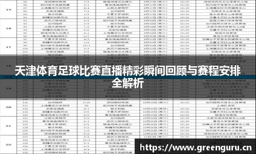 天津体育足球比赛直播精彩瞬间回顾与赛程安排全解析